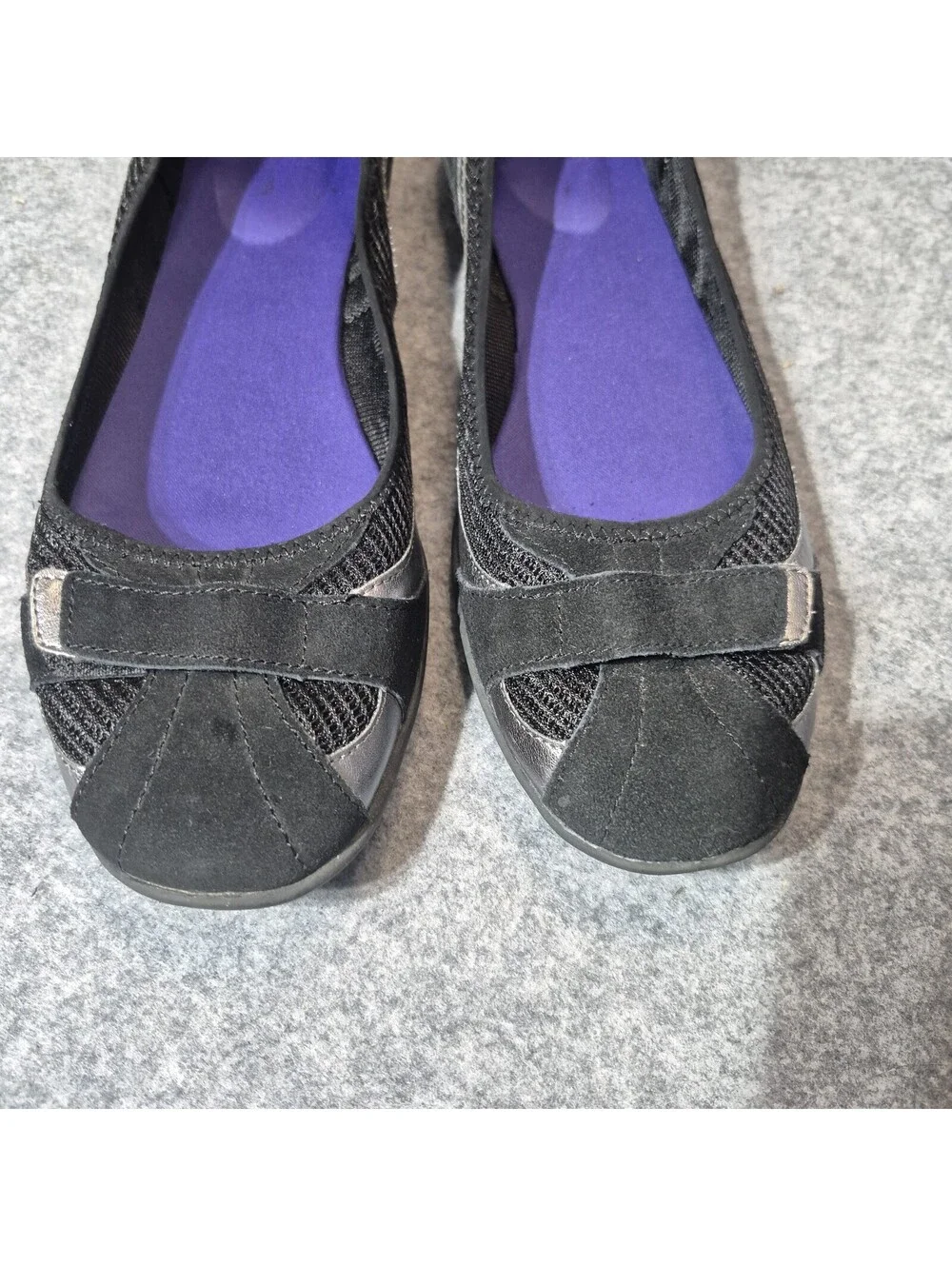 Croft & Barrow Elm Slip On Adjustable Ballet Flats 11 Med Black Silver